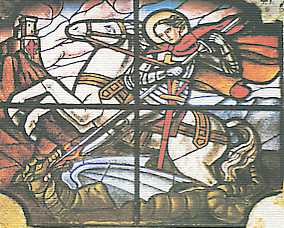 Milano, la vetrata nella chiesa di S.Sepolcro: a sinistra  visibile il giglio dell'ASCI in rosso